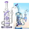 Embouchure Bleu recyler narguilé Conduites d'eau Pommeau de douche Percolateur Heady Rigs Pyramide spirale Conception Bongs En Verre Avec 14mm Joint Dab Barboteur D'huile