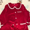 Piżama czerwona Boże Narodzenie chłopca dziewczyna ciepła rodzina Zestawy piżamowe Złote Velvet Kids Match Pajamas Ubranie Dzieci Ubranie Maluch PJS 220909
