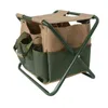 Mobili da campeggio Outdoor Multifunzionale Portatile da campeggio pieghevole Sgabello da pesca Borsa per attrezzi da giardino Tubo in ferro Oxford 600D portatile a doppio scopo 0909