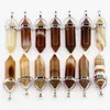 Charms Natural Stone Charms Brown Striped Agate Hexagon Pillar Point Pendants Reiki Crystal Jewelry Making Necklace Accessories Whole Dhrb2