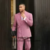 Мужские костюмы Blazers Pink Groom Wedding Peaked Late Lyxedo с ремнем Slim Fit 2 Piece Bints Set Formal Part Prom Костюм костюм Homme 220909