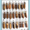 Charms Natural Tiger Eye Stone Pillar Shape Charms Point Chakra Pendenti per gioielli che fanno Drop Delivery 2021 Risultati Componenti Dhs Dhb4R