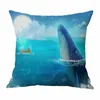 Kissen Hause Dekorative Quadrat Blau Wal Leinen Und Baumwolle Sofa Abdeckung Anime Fällen Kissenbezug Für Auto Stuhl Pillowslip