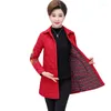 Women's Trench Coats Plus Size Middle-aged Women's Cotton Warm Shirts Autumn Winter Casual Long Embroidery Jacket Coat 5XL F925