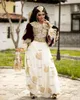 Traditionelle albanische Ballkleider dimija Kaftan Luxus Gold Spitze Perlen Burgunderrot Langarm Samtjacke Abendkleid