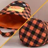 Halloween Basket Plaid Canvas Bucket Party Favor Trick or Treat Tote Storage Bag with Handle Holiday Gift Bags For Child 909