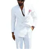 Costumes pour hommes Blazers Double boutonnage hommes costumes blanc Slim Fit mariage smoking pour marié 2 pièces Style décontracté mâle mode veste avec pantalon 220909