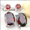 Charm Holiday Party For Women New Style Oval Garnet Topaz Morganite Gems 925 Sterling Sier Plated Charm Earrings Weddings Drop Delive Dhs72