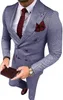 Herenpakken blazers herenpakken grijze 2 stuks rapel plaid wol dubbele borsten fit business gewone inkeping prom smoking