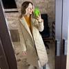 Women's Down Parkas Super Long straight winter coat with rhombus pattern Casual sashes women parkas Deep pockets tailored collar stylish outerwear 220909