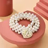 Belts Fashion Butterfly Button Pearl Waist Chain For Women Becoration Rhinestone Elastic Beaded Girdle Waistband Dress