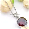 Lockets 5 PCS Charm Fashion Vintage Round Garnet Morganite Topaz Gemstone Sliver Colled Cz قلادات للنساء - Drop Deli Dhzvh