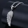 Pendentif Colliers Hip Hop Classique Mode Plume Micro-Incrustation Zircon Plaqué Or Hommes # 39; Collier Personnalisé Bijoux