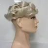 풀 레이스 toupee 유럽 인간 처녀 머리 조각 32mm Awave #60 흰색 백금 금발 수컷 가발 남성을위한 빠른 익스프레스 배달