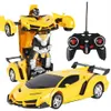 RC Transform Robot Car Toys Electronic Remote Control Vehicles with One Button Tranforming 2 In 1 RadioControlled Machine Y2004135439004