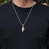Lightning Shape Pendant Necklace Bling Cubic Zircon Men039S Hip Hop Rock Jewelry1856321