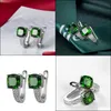 Hoop Huggie 12 Paren MSEE PIC Geschenk sieraden Ronde gevormd Emerald Gemstone 925 Sier Greem zirkon Hie oorbellen Groothandel drop levering 2 Dhjob