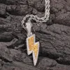 Lightning Shape Pendant Necklace Bling Cubic Zircon Men039S Hip Hop Rock Jewelry1856321