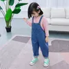 Overalls flickor barn denim ￶vergripande h￶st baby flicka romper jumpsuit sm￥barn baby flicka kl￤der storlek 2-6y 220909