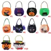 Sac à bonbons d'Halloween Citrouille Sac à main à capuche Fourre-tout rond Seau Trick or Treat Sacs cadeaux pour accessoires de décoration de festival Spider Cat Witch Collection Pouch INS