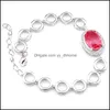 Charm Bracelets New 925 Sterling Sier Women Bracelet Oval Watermelon Bi Colored Tourmaline Gems Fashion Bangles Jewelry 8"Inch Drop D Dhwla