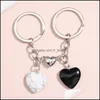 Keychains Design Keychain Natural Crystal Quartz Stone Love Heart Magnetic Button Keyring Key Chains For Par Friend Gifts Diy Jewe Dh2hr