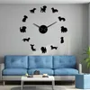 Horloges murales bricolage teckel Art Wiener-chien chiot animal de compagnie sans cadre géant avec effet miroir saucisse grande montre 220909