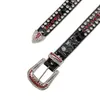 Belts 4cm Goth Rhinestones Genuine Leather Belt Western Cowgirl Cowboy Punk Luxury Diamond Studded Strap Crystal For Jeans Pants