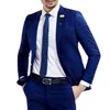 Erkekler Suits Blazers Kraliyet Blue Business Erkek Takaslar İnce Fit 2 Parçalı Ceket Pantolonlu Tepeli Yakın Sağdı Sağdı Smokin Düğün Erkek Moda Kostümü 220909