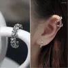 Hoopörhängen 1pc Crystal Imitate Silver Plated No Ear Hole C-Ear Clip Cuff Clamp Women Girls Jewelry