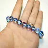 Strand Wholesale 10 MM Véritable Aqua Aura Cristal Bleu Naturel Bracelets Ronds Bijoux Pour Femmes Pressé Le Bracelet Charme Femme