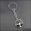 Keychains Natural Crystal Stone Original Keychain Tree of Life Lucky Key Ring Car Decor Bag Keyring Reiki Fashion Accessories Drop de DH1SI