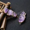 Naturel Gem Pierre Pendentif Charms Antique Cuivre Irrégulier Minerai Grappe Améthystes Violet Cristal Suspension Pendule Femmes Bijoux Reiki