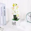 Dekorativa blommor 1pc fj￤ril orkid￩ konstgjord blomma bonsai hem tr￤dg￥rd sovrum dekor falsk med potten br￶llop skrivbord prydnad