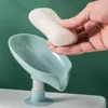 Leaf Shape Soap Dish Drain Soaps Holder Box Shelf Suction Cup Wall Hanging Bathroom Punch-free Water-free Storage Plate Tray Gadgets C0913