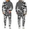 Survêtements pour hommes Hommes Cool Camouflage Imprimé Pull / Pantalon / Costumes Pantalons à capuche pour hommes Survêtement Sport de plein air Camping Chasse Casual Male Suit 220909