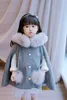 Bambino poncho vera volpe pelliccia inverno bambino bambino bambino principessa cappuccio con cappuccio da cappotto di cape pelliccia da ragazza cloak top vestiti caldi 2-12y