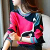 Women s Sweaters Spring Autumn Pullovers Fashion Wild Lazy Loose Color Matching Knitted Bottomed Jumper Female Long Sleeve Tops 220908