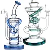 Embouchure Bleu recyler narguilé Conduites d'eau Pommeau de douche Percolateur Heady Rigs Pyramide spirale Conception Bongs En Verre Avec 14mm Joint Dab Barboteur D'huile