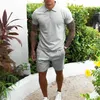 Tracksuits Tracksuits Tracksuit Cotton Solid Color Korte Mouw Polo Shirt Shorts Set voor heren voor mannen Casual Streetwear 2-delige pak Summer 220909