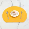 Masa Paspasları Nordic Style Anti-Slip Mutfak Placemat Yemek Kahve Kupa Mat Modern Ev Dekoru Çift Taraflı PU Deri Katı Pad
