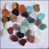 Stein Naturstein Cabochons 15X18Mm Herz Lose Perlen Opal Schwarzer Onyx Rosenquarz Tigerauge Türkis Flache Rückseite Für Halskette Ring Dhrdk