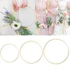 Decorative Flowers 10-40cm Gold Metal Ring Wreath Garland Wedding Decoration Bouquet For Bridal Shower Home Party Catcher Hoops