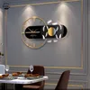 Настенные часы 3D зеркальные настенные часы с легкими современными модными геометрическими настенными часами молчаливые металлические часы цифровые часы декор гостиной 220909