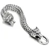 Wolf Head Franco Link Chain Bracelet Vintage Personality Stainless Steel Viking Wolfs Heads Bracelets For Men Women 19 21cm