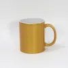 US Warehouse 11oz Sublimation Coffe Mugsハンドル3色のカップ付き真珠光沢セラミックマグカップ