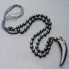 Подвесные ожерелья натуральные обсидианские зубные колье из экзорцизм нефритовые украшения для мужчин женщин -амулет подарки