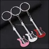 Keychains Moda Classic Guitar Keychain Chain Chain Chain Ring Instruments Musical Acessórios Pinging para Man Women Gift Wholesale Dro Dhv6k