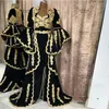 Traditionele Kosovo Albanese prom Formaljurken 2023 Zwart goud kanten moslim Arabische jas met lange mouwen Caftan avondjurk Vestido de fiesta