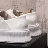 British Designer Wedding Dress Party shoes Fashion Non-slip White Vulcanized Breathable Casual Sneakers Round Toe Business Driving Walking Loafers J138
